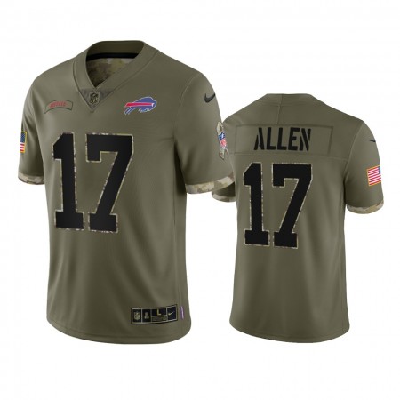 Tröjor Buffalo Bills Josh Allen 17 Olive 2022 Salute To Service - Män